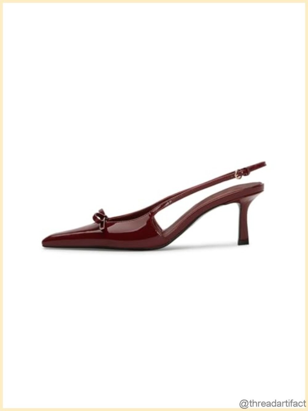 Slingback Kitten Heels Pointed Toe Bow Faux Leather Pumps